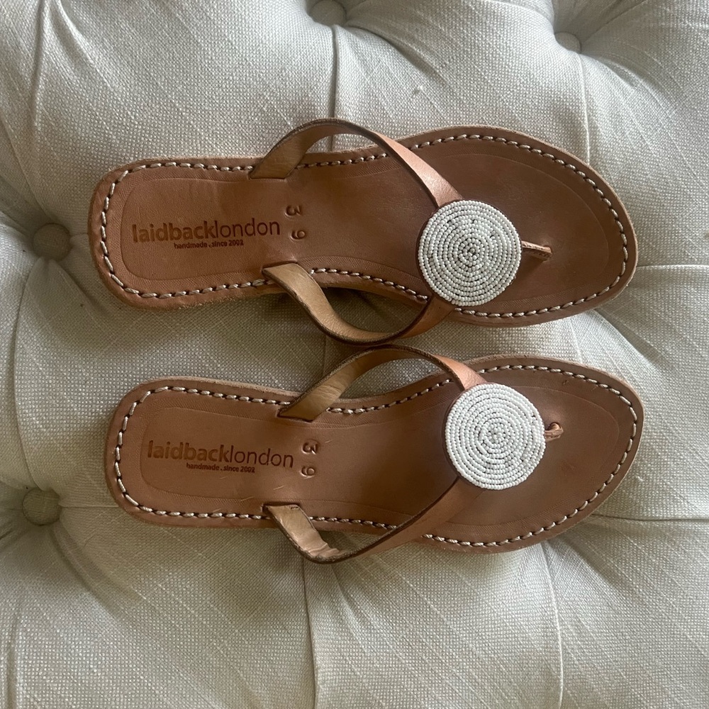 Women's Tan Sandals with Silver Accents